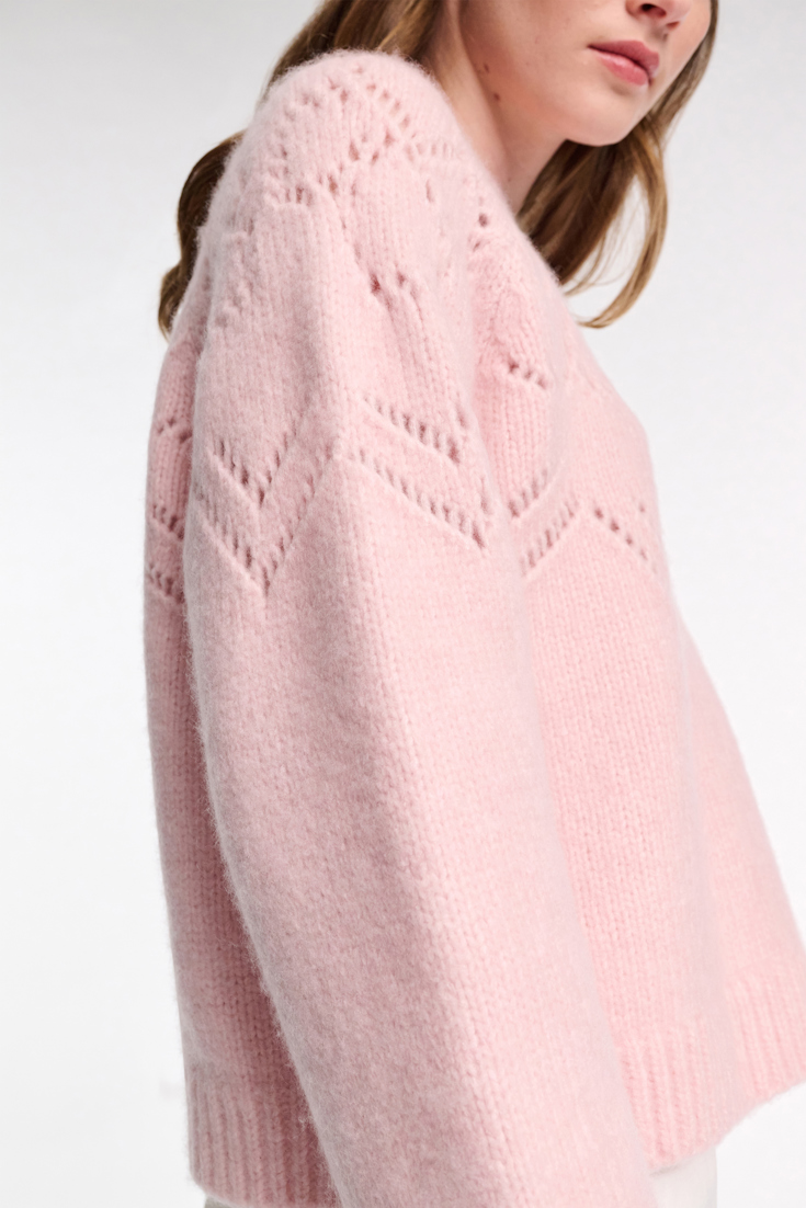 Dorothee Schumacher Cropped pullover with D-rose pointelle touch of rose