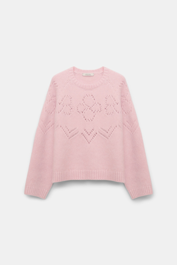 Dorothee Schumacher Cropped pullover with D-rose pointelle touch of rose