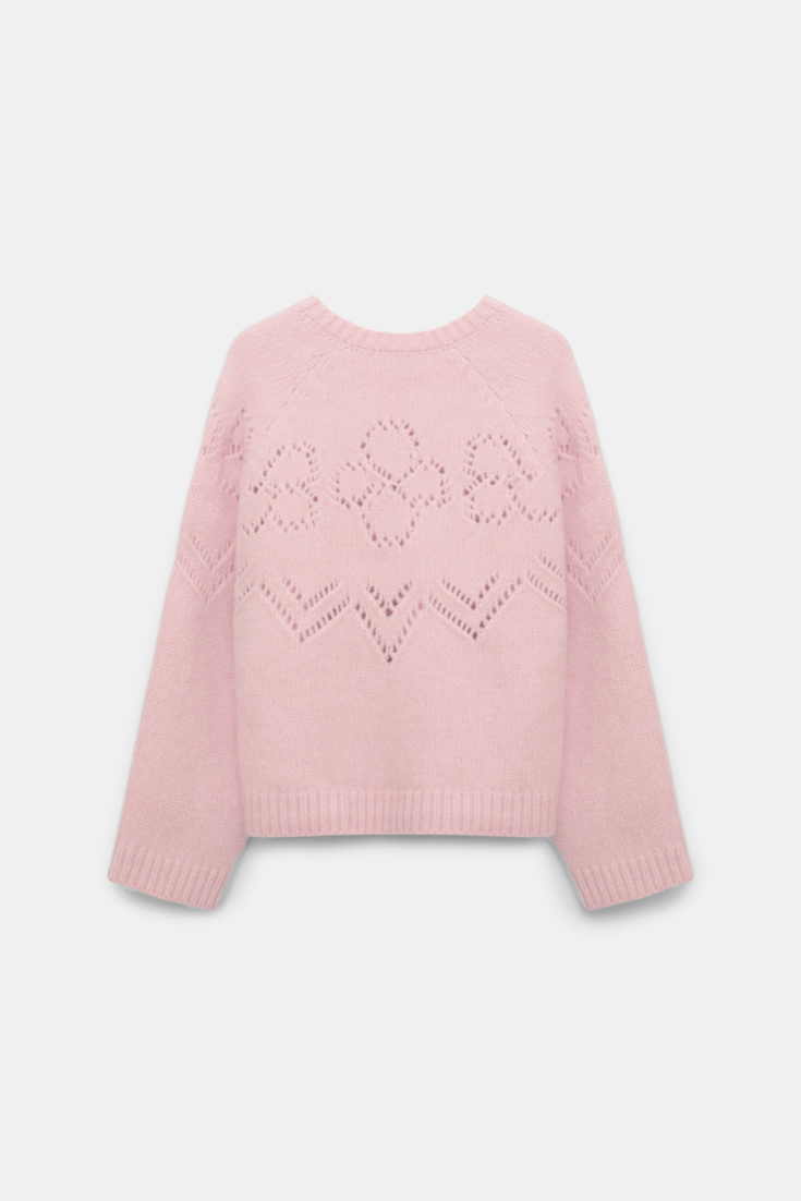 Dorothee Schumacher Cropped pullover with D-rose pointelle touch of rose