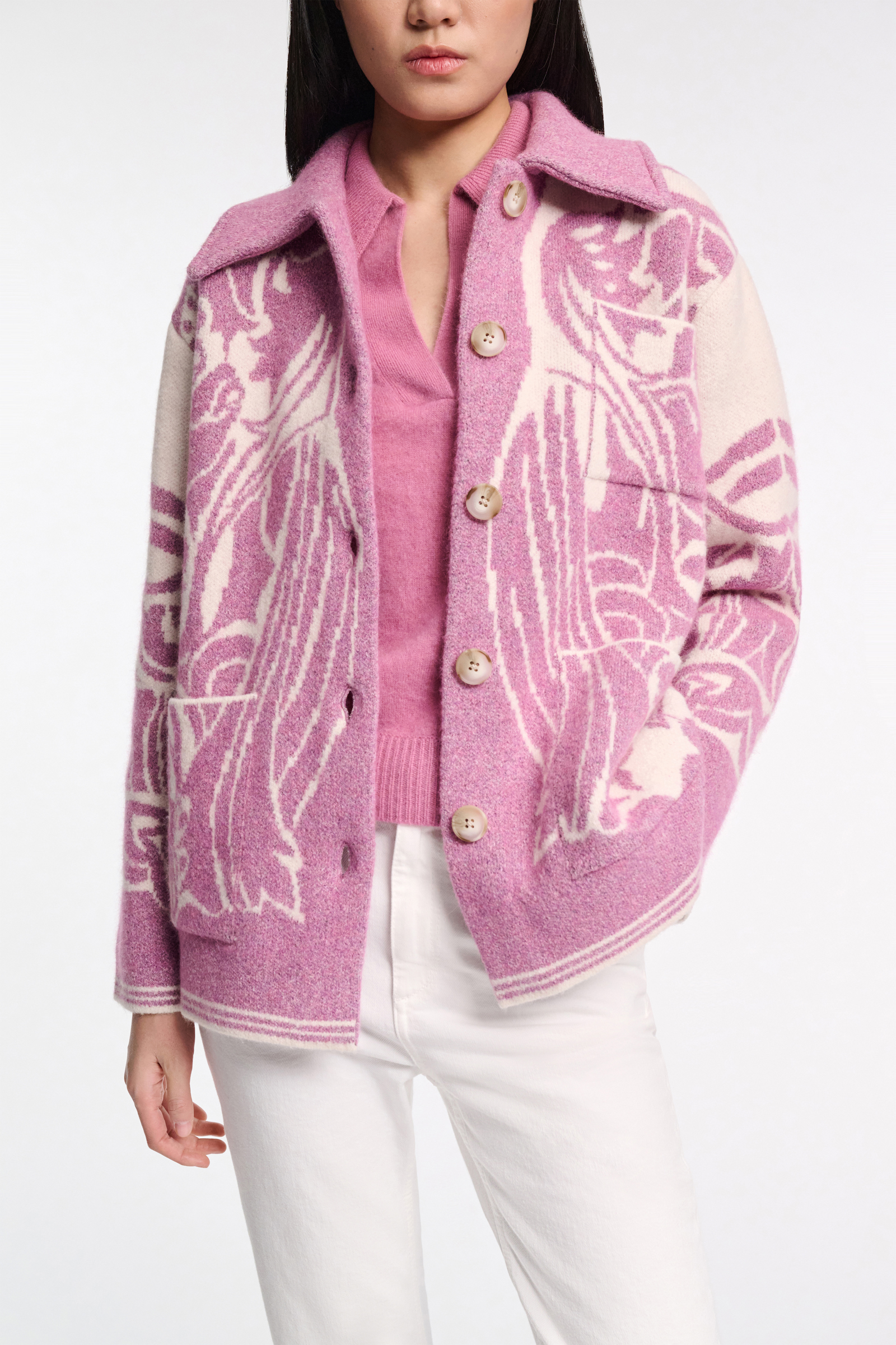 Dorothee Schumacher Jacke mit floralem Allover-Jacquard lilac white
