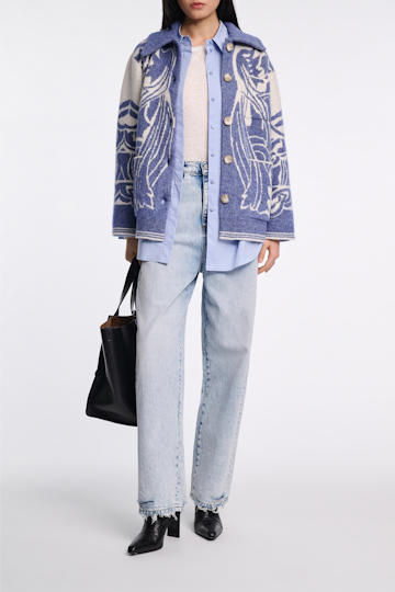 Dorothee Schumacher Jacke mit floralem Allover-Jacquard denim white
