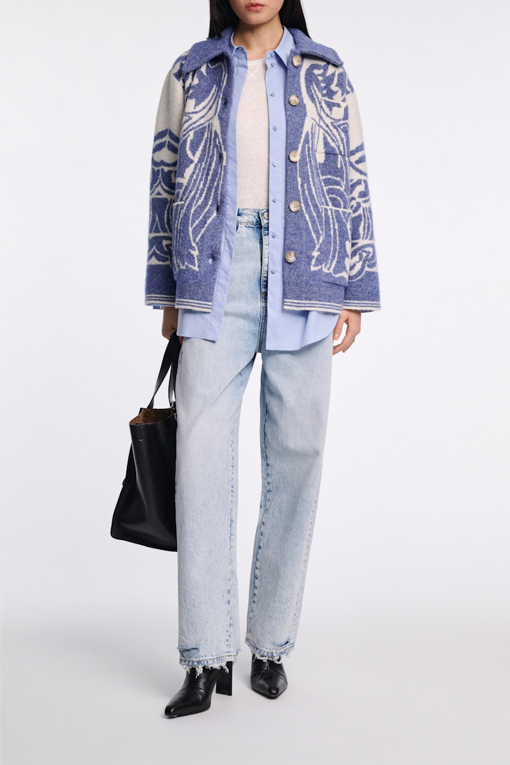 Dorothee Schumacher Jacke mit floralem Allover-Jacquard denim white