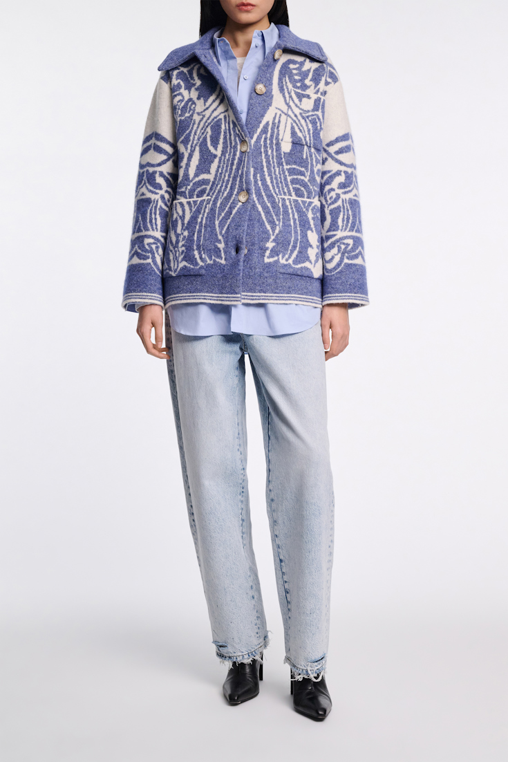 Dorothee Schumacher Jacke mit floralem Allover-Jacquard denim white