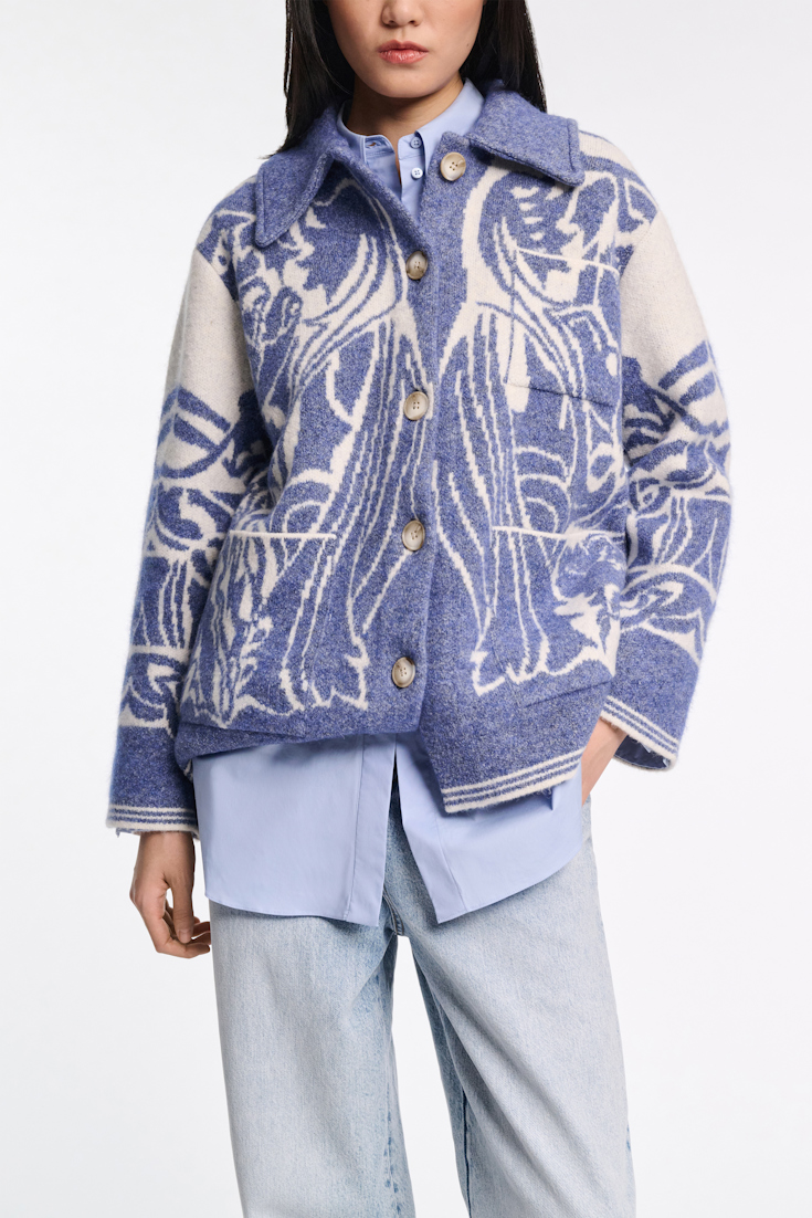 Dorothee Schumacher Jacke mit floralem Allover-Jacquard denim white