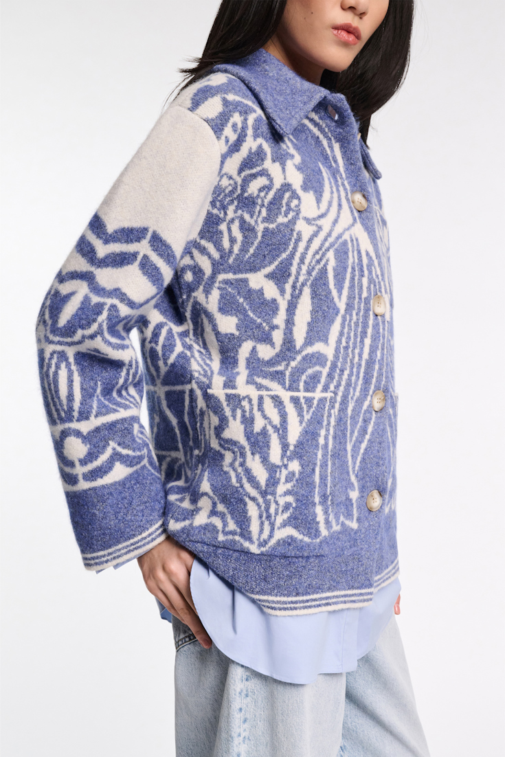 Dorothee Schumacher Jacke mit floralem Allover-Jacquard denim white