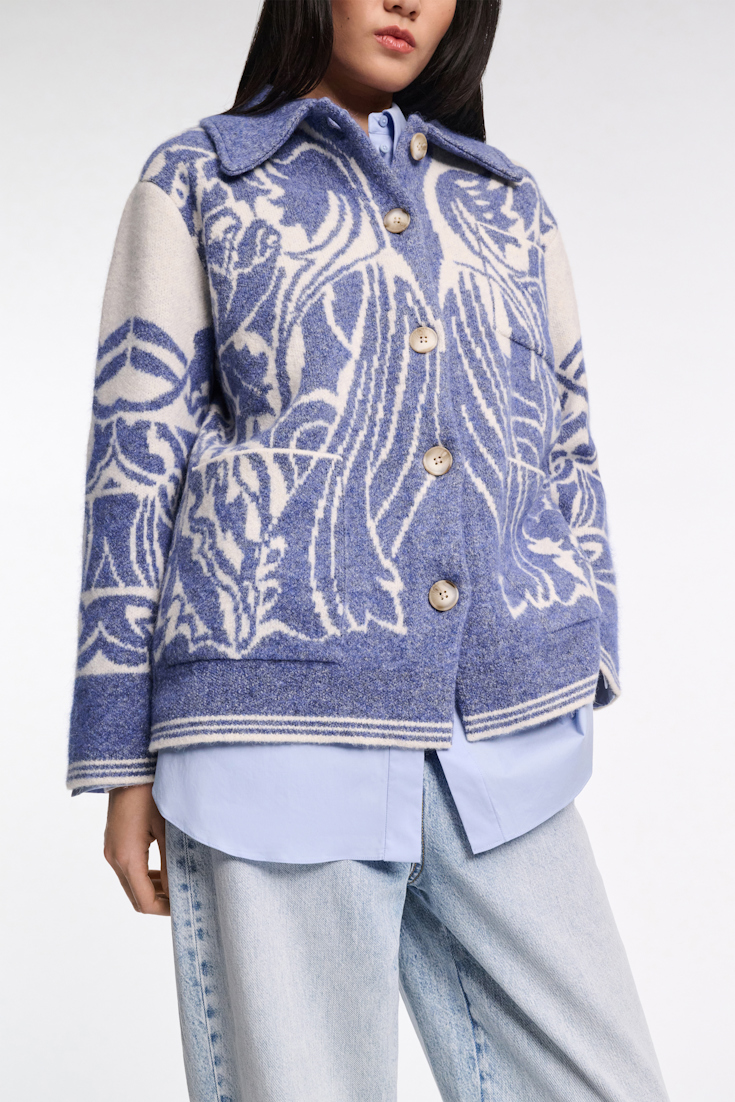 Dorothee Schumacher Jacke mit floralem Allover-Jacquard denim white