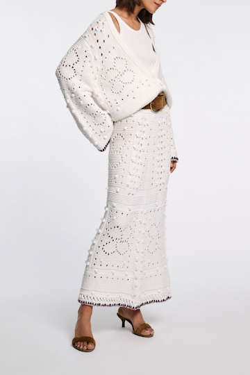Dorothee Schumacher V-neck cardigan with crochet trim pure white