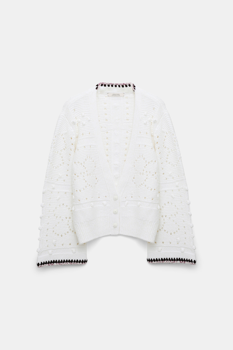 Dorothee Schumacher V-neck Cardigan With Crochet Trim In White