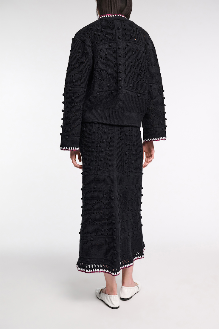 Dorothee Schumacher V-neck cardigan with crochet trim pure black