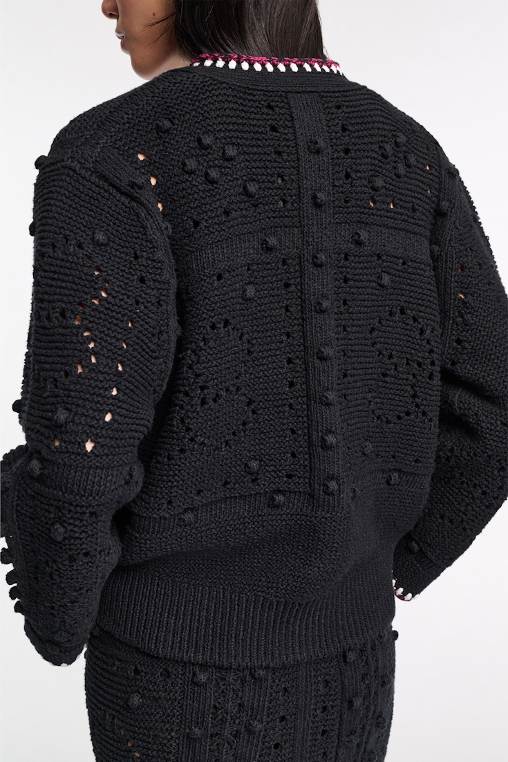Dorothee Schumacher V-neck cardigan with crochet trim pure black