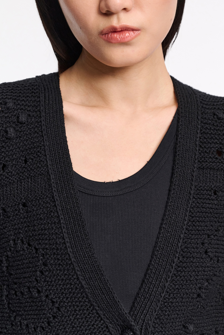 Dorothee Schumacher V-neck cardigan with crochet trim pure black