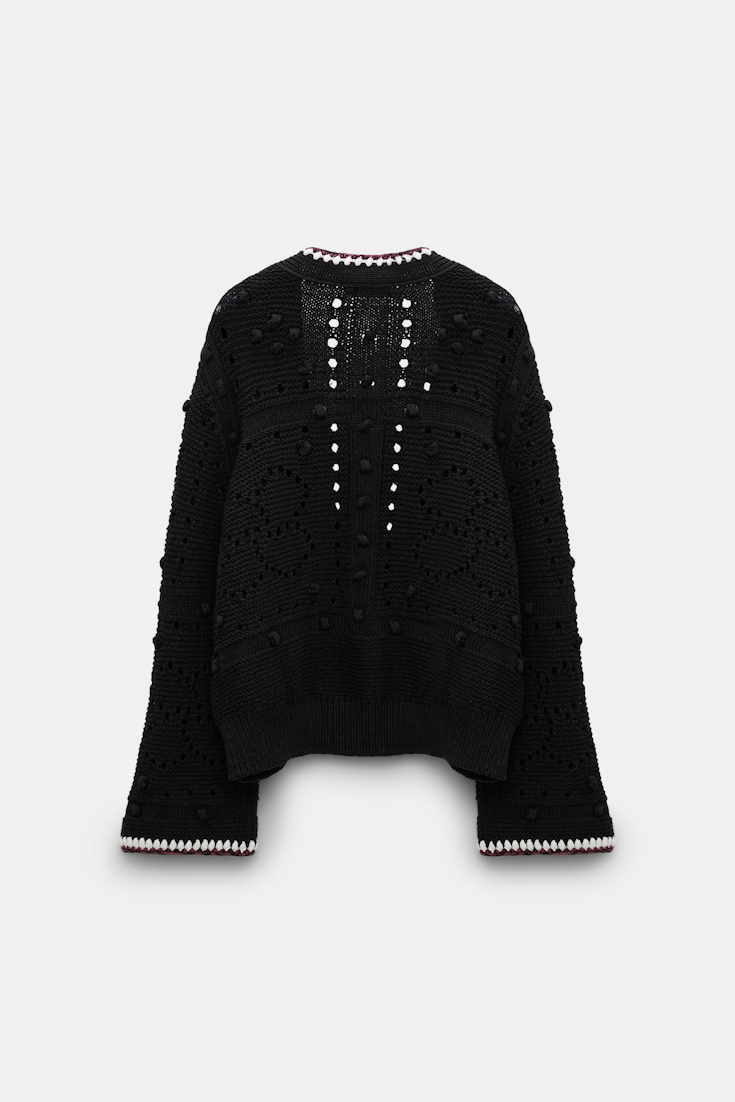 Dorothee Schumacher V-neck cardigan with crochet trim pure black