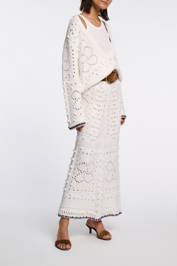 Dorothee Schumacher Maxi skirt with crochet trim pure white