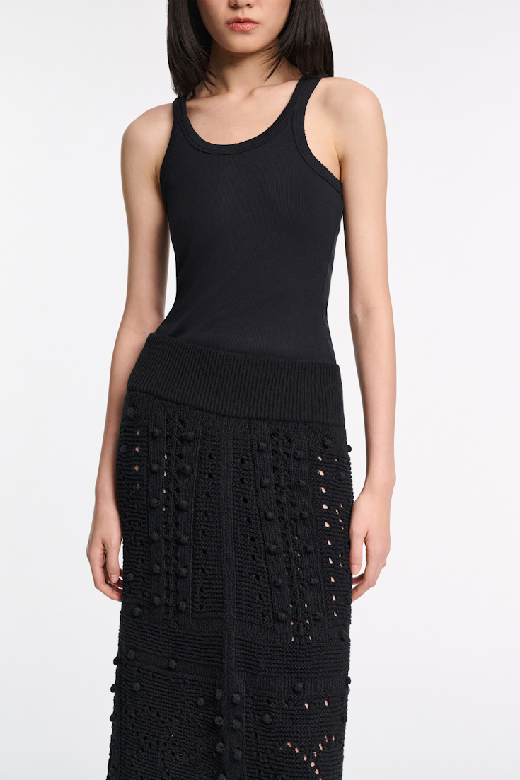 Dorothee Schumacher V-neck cardigan with crochet trim pure black