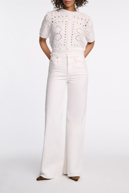 Dorothee Schumacher Textured knit top with D-rose pointelle pure white