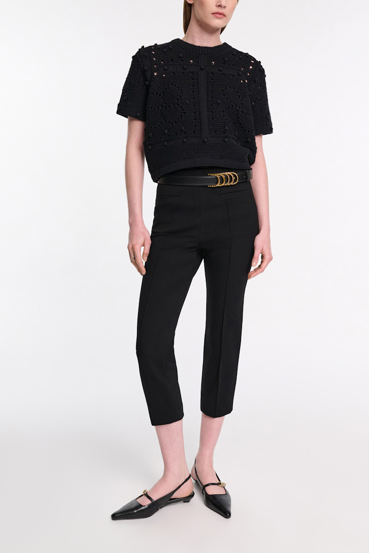 Dorothee Schumacher Pullover mit Pointelle Optik pure black
