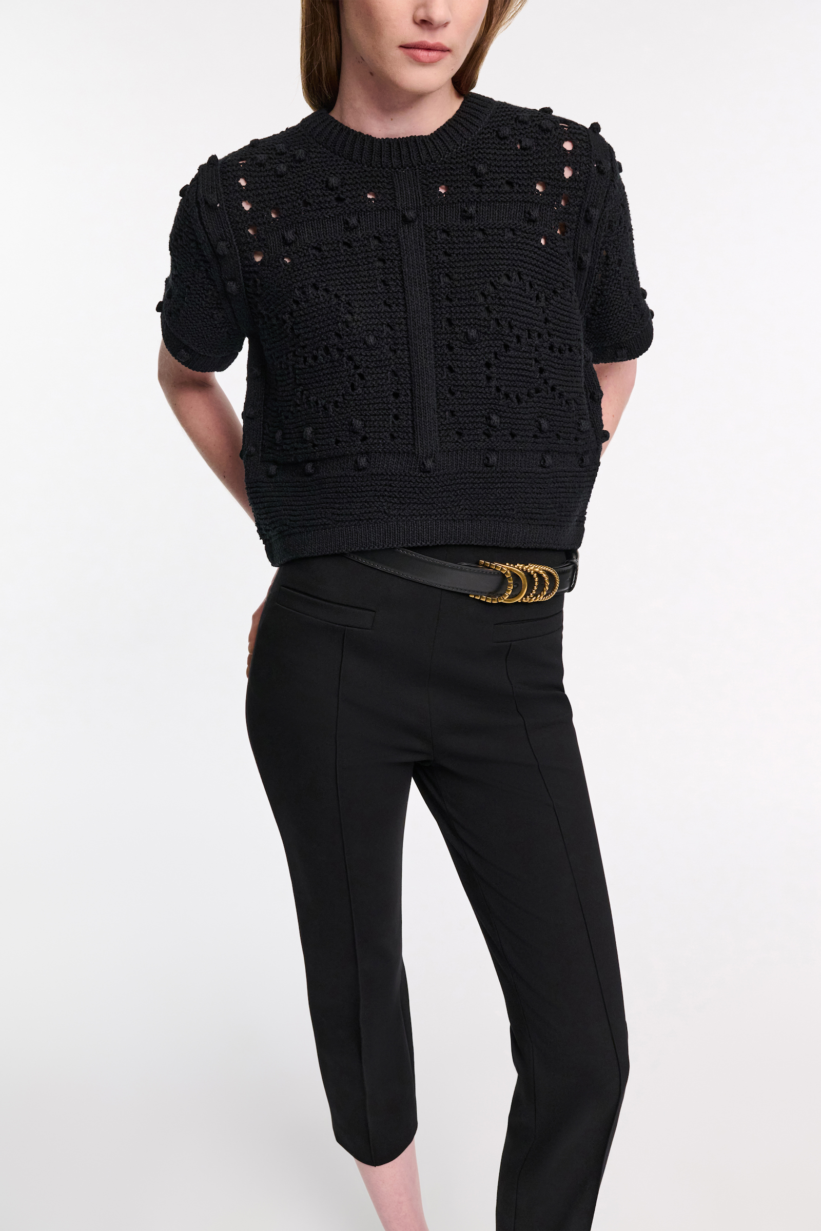 Dorothee Schumacher Pullover mit Pointelle Optik pure black