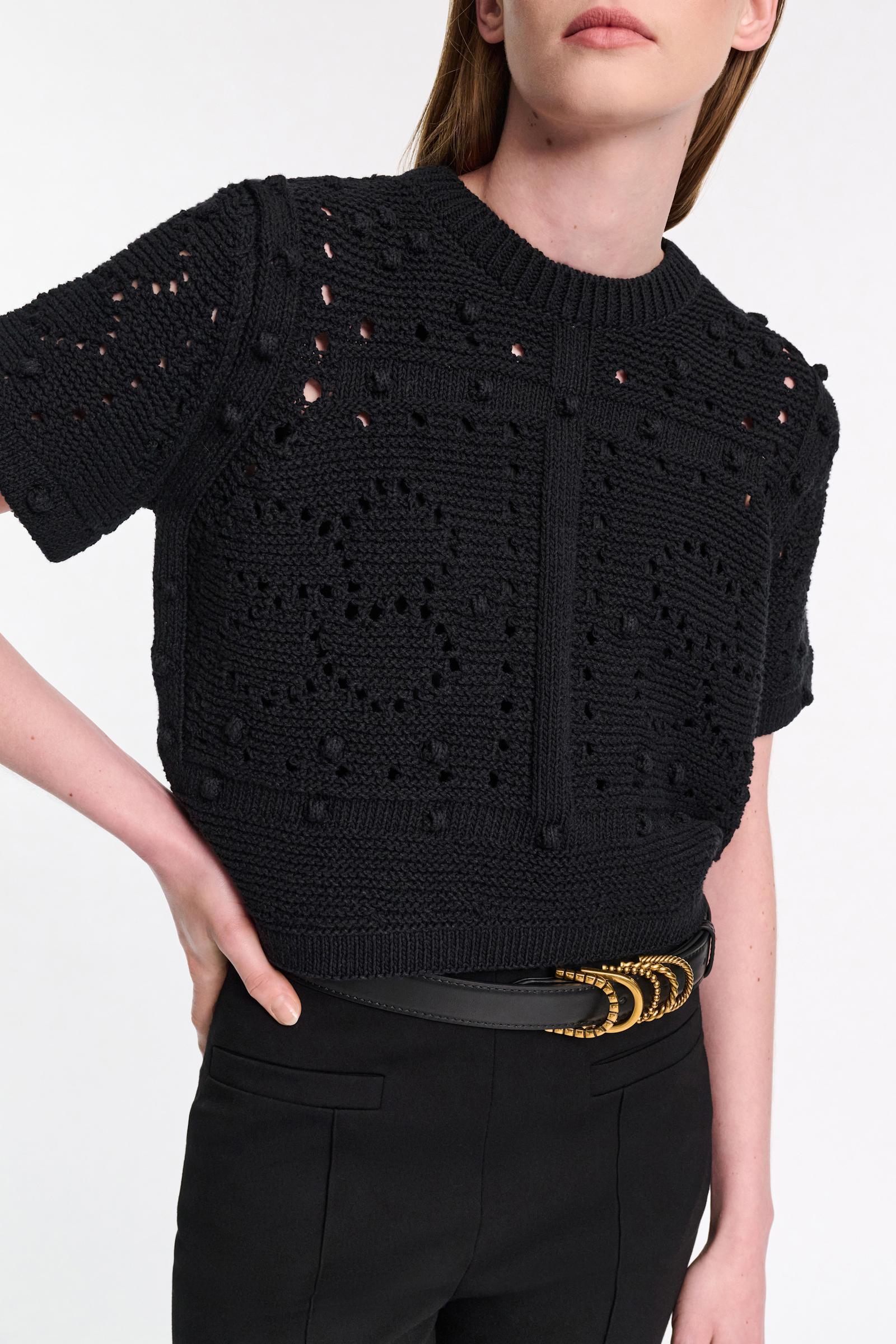 Dorothee Schumacher Pullover mit Pointelle Optik pure black