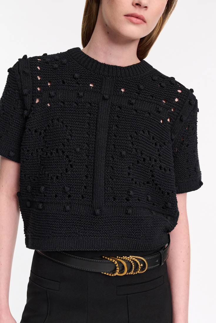 Dorothee Schumacher Pullover mit Pointelle Optik pure black