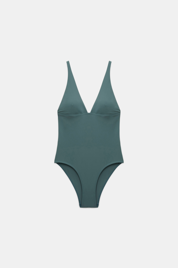 Dorothee Schumacher Badeanzug mit Metallnieten dark jade