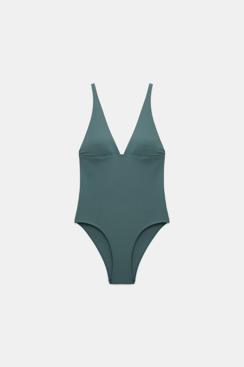 Shop Dorothee Schumacher V-neck Swimsuit In Green