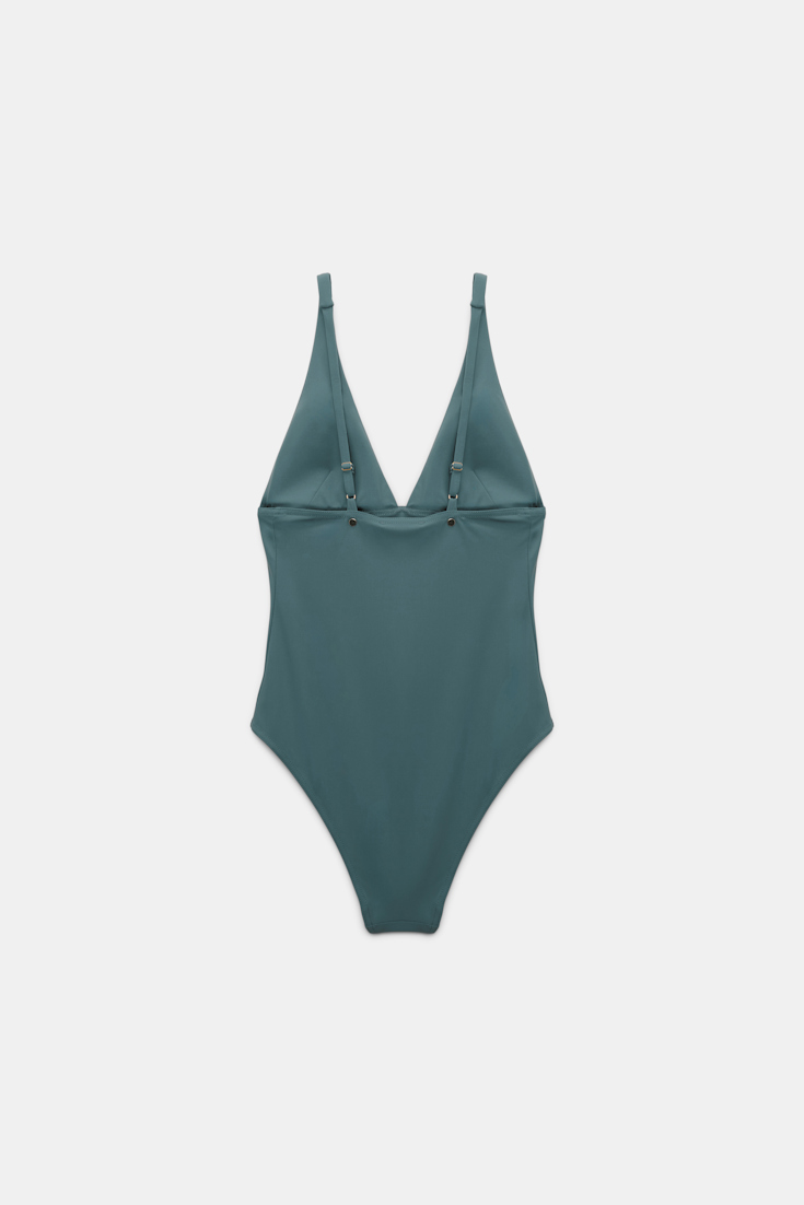 Dorothee Schumacher Badeanzug mit Metallnieten dark jade