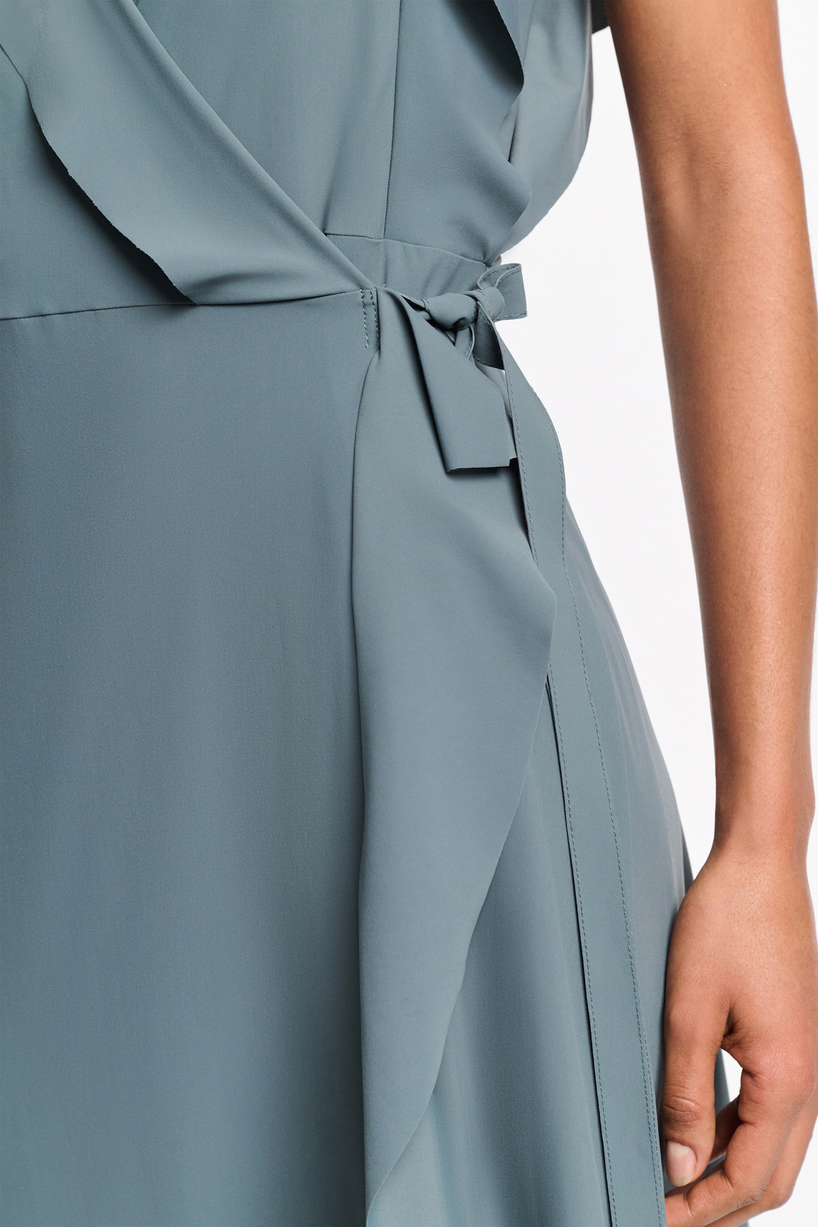 Dorothee Schumacher Wrap dress with ruffles dark jade