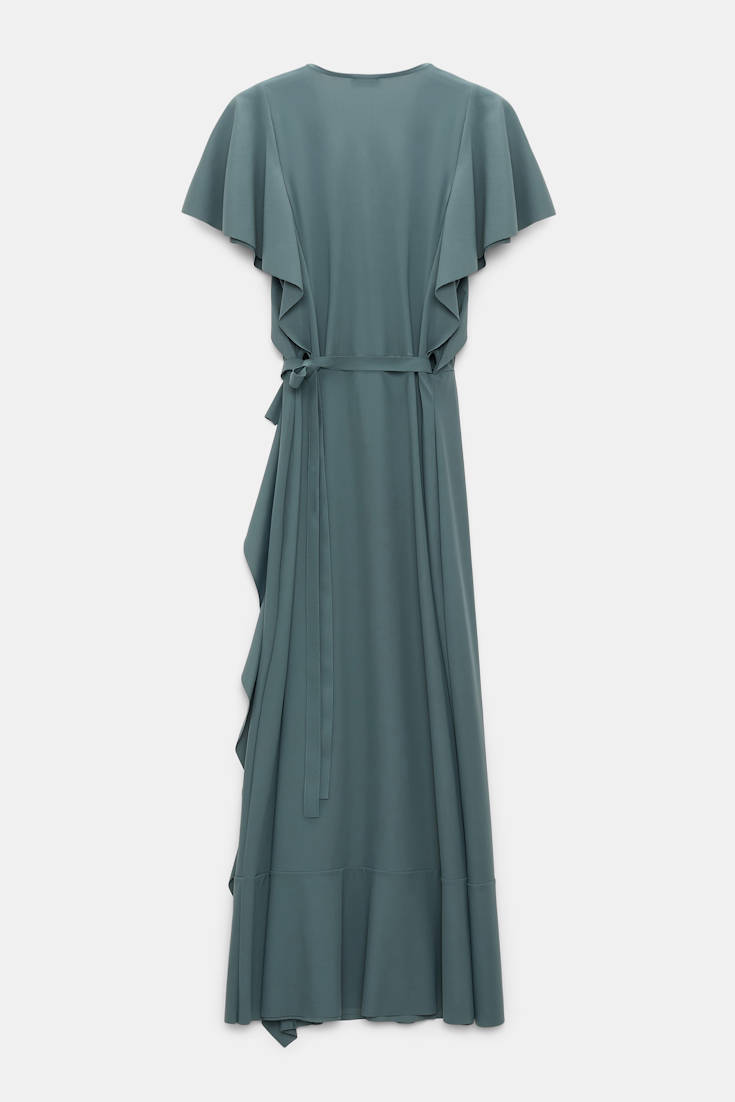 Dorothee Schumacher Wrap dress with ruffles dark jade