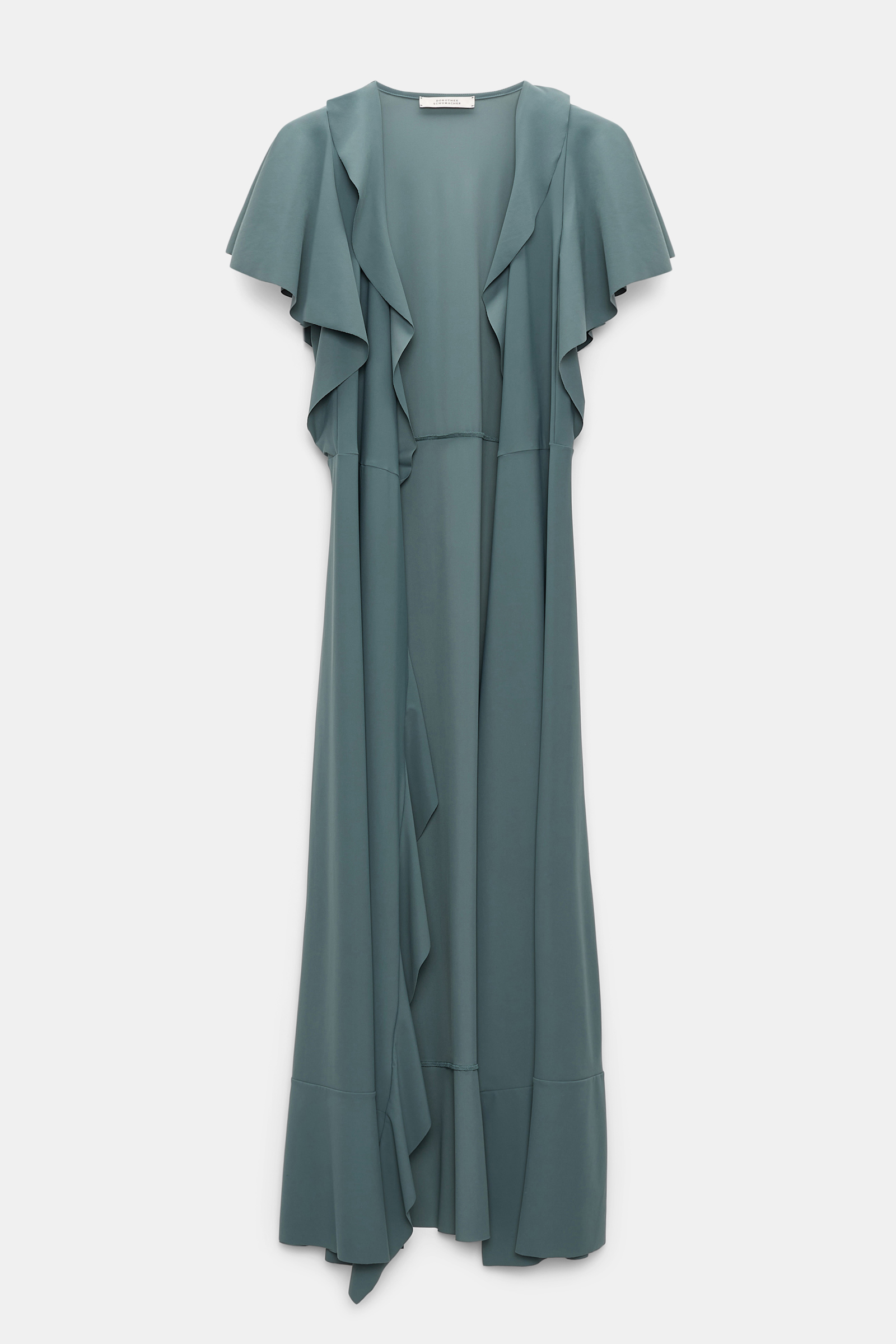 Dorothee Schumacher Wrap dress with ruffles dark jade