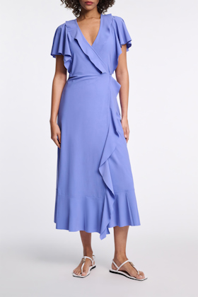 Dorothee Schumacher Wrap dress with ruffles light cornflower