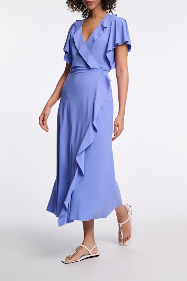 Dorothee Schumacher Wrap dress with ruffles light cornflower