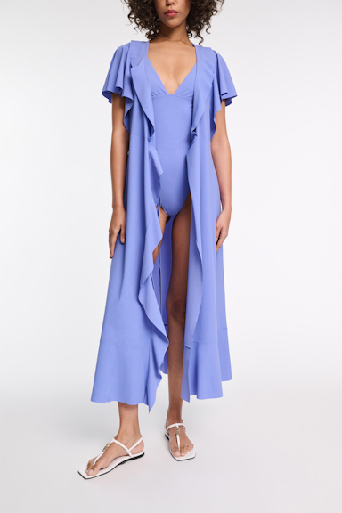Dorothee Schumacher Wrap dress with ruffles light cornflower