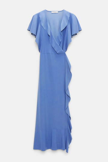 Dorothee Schumacher Wrap dress with ruffles light cornflower