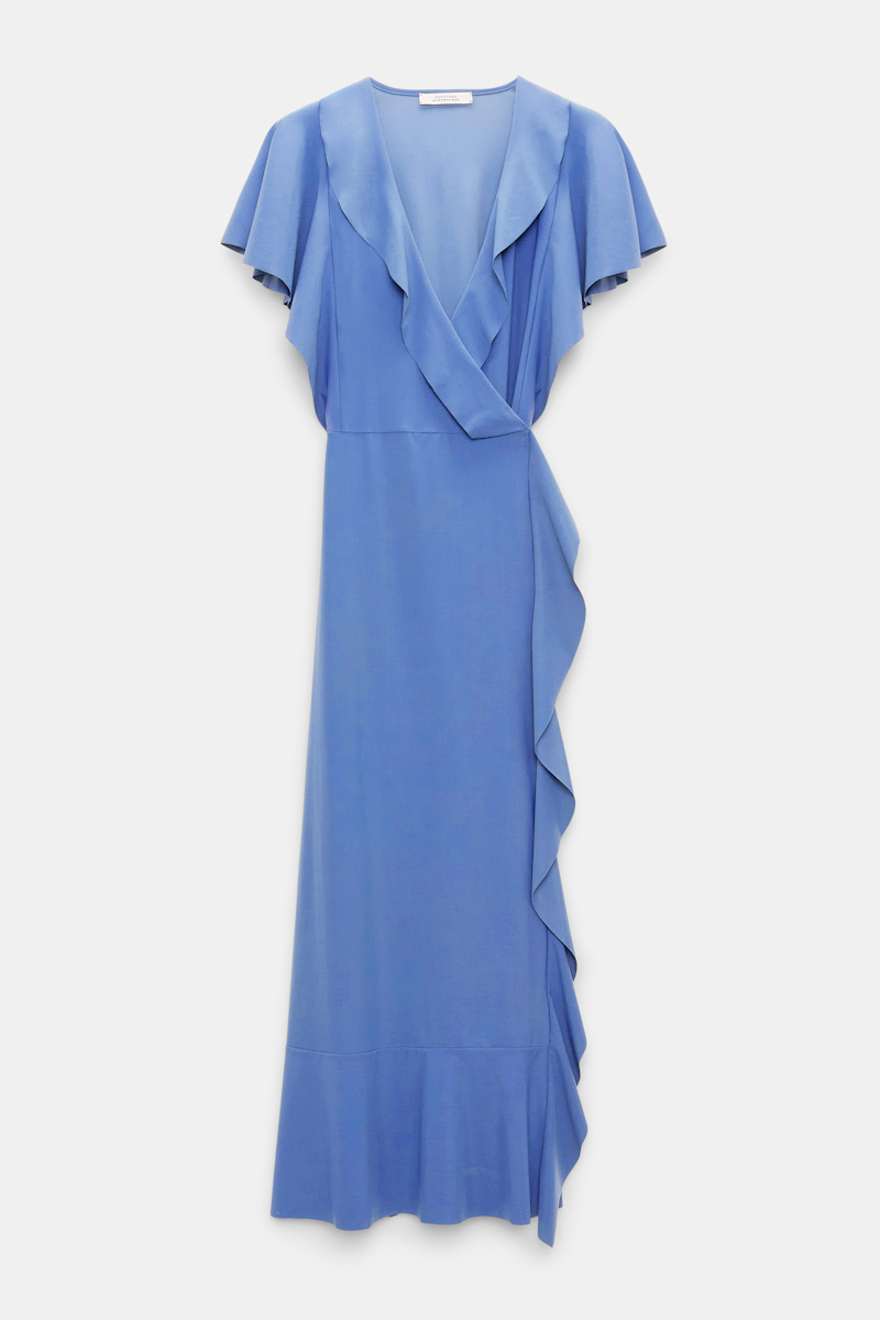 Dorothee Schumacher Wrap Dress With Ruffles In Blue