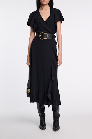 Dorothee Schumacher Wrap dress with ruffles pure black