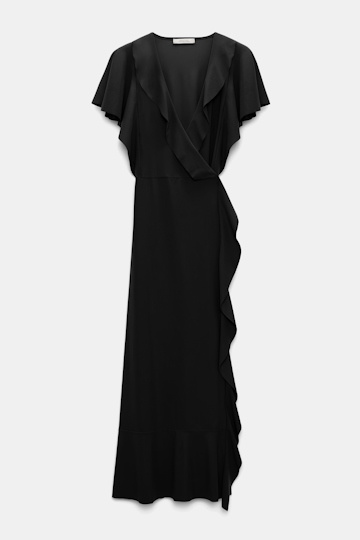 Dorothee Schumacher Wrap dress with ruffles pure black