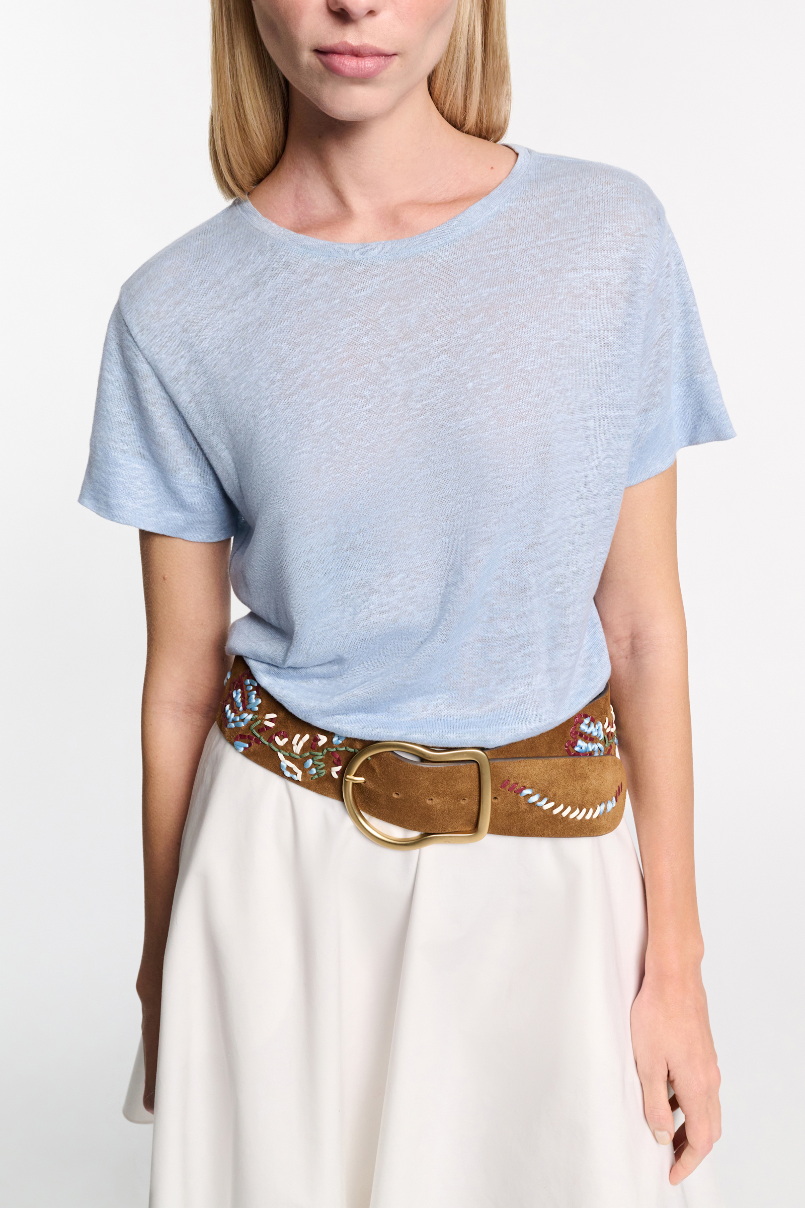 Dorothee Schumacher Round neck hemp T-shirt powder blue II