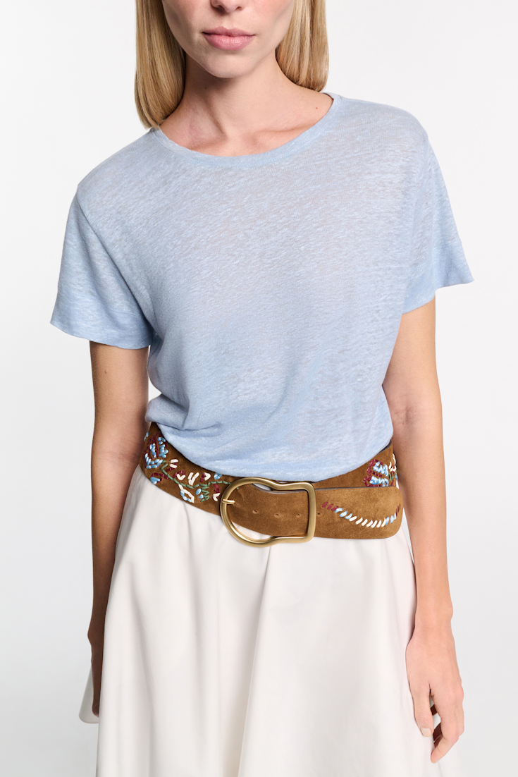 Dorothee Schumacher Round neck hemp T-shirt powder blue II