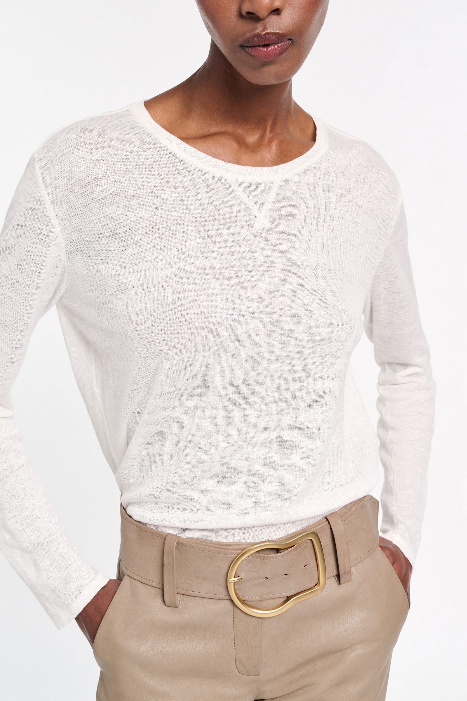 Dorothee Schumacher Long sleeve hemp T-shirt camellia white