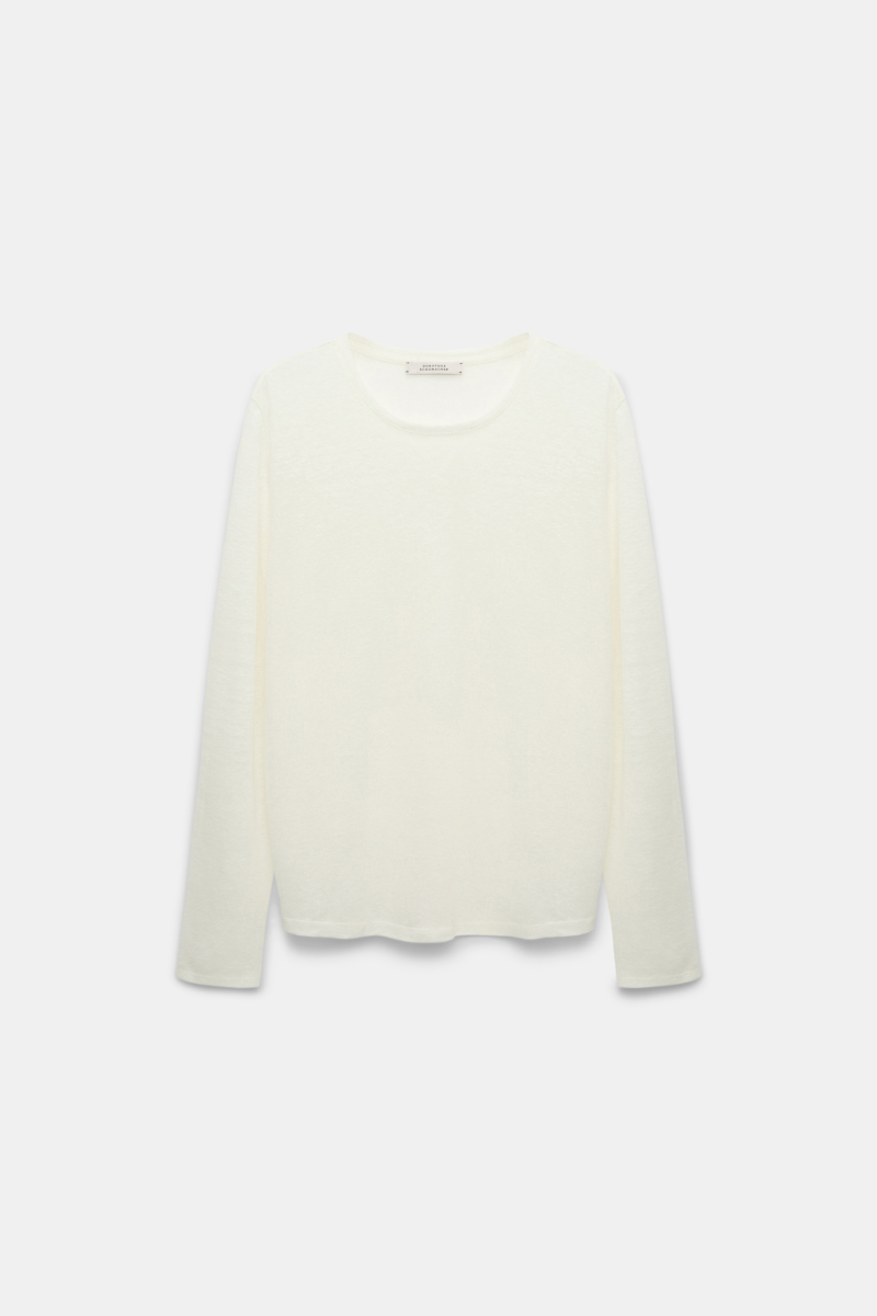Shop Dorothee Schumacher Long Sleeve Hemp T-shirt In White