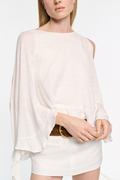 Dorothee Schumacher Top aus Hanf mit Volants camellia white