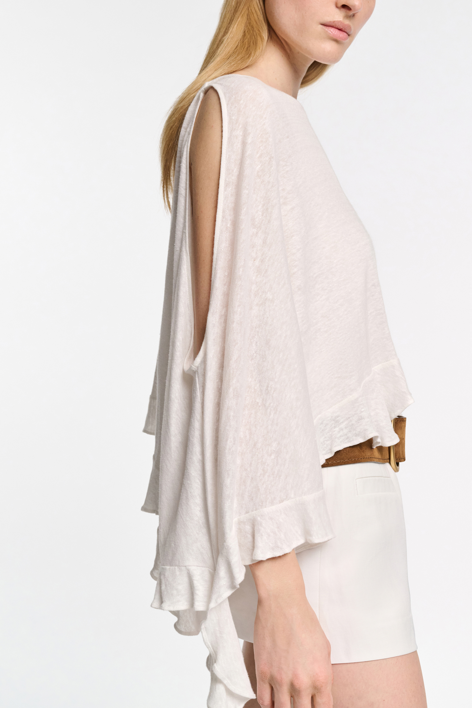 Dorothee Schumacher Top aus Hanf mit Volants camellia white