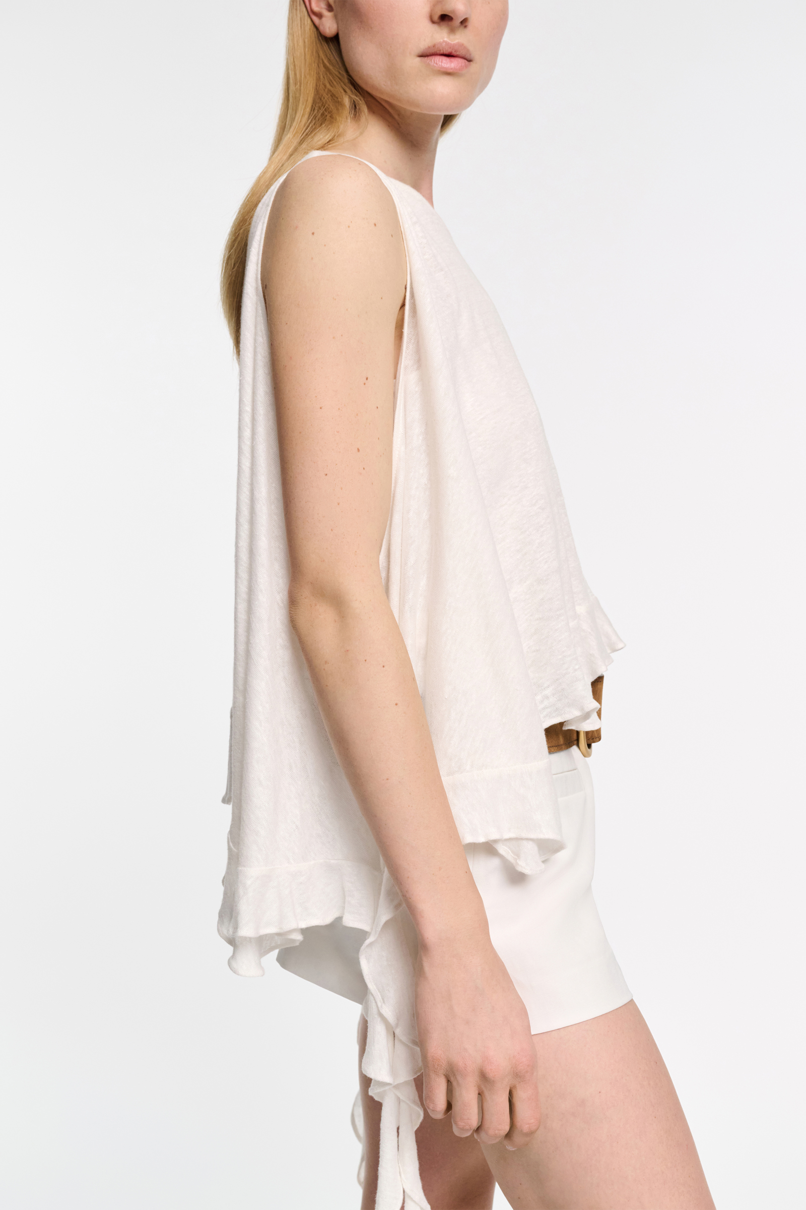 Dorothee Schumacher Top aus Hanf mit Volants camellia white