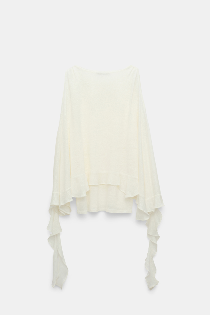 Dorothee Schumacher Top aus Hanf mit Volants camellia white
