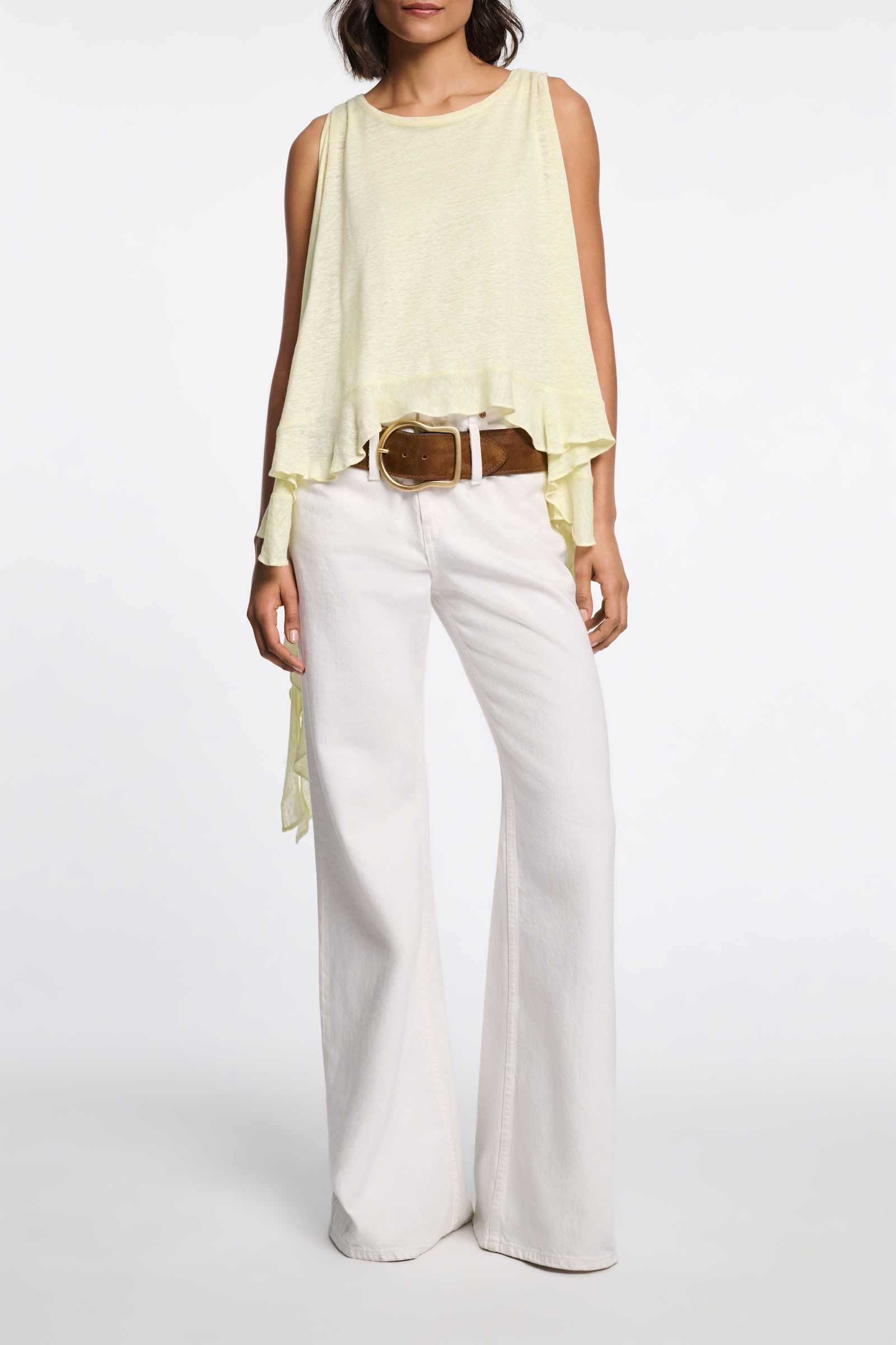Dorothee Schumacher Top aus Hanf mit Volants light lemon