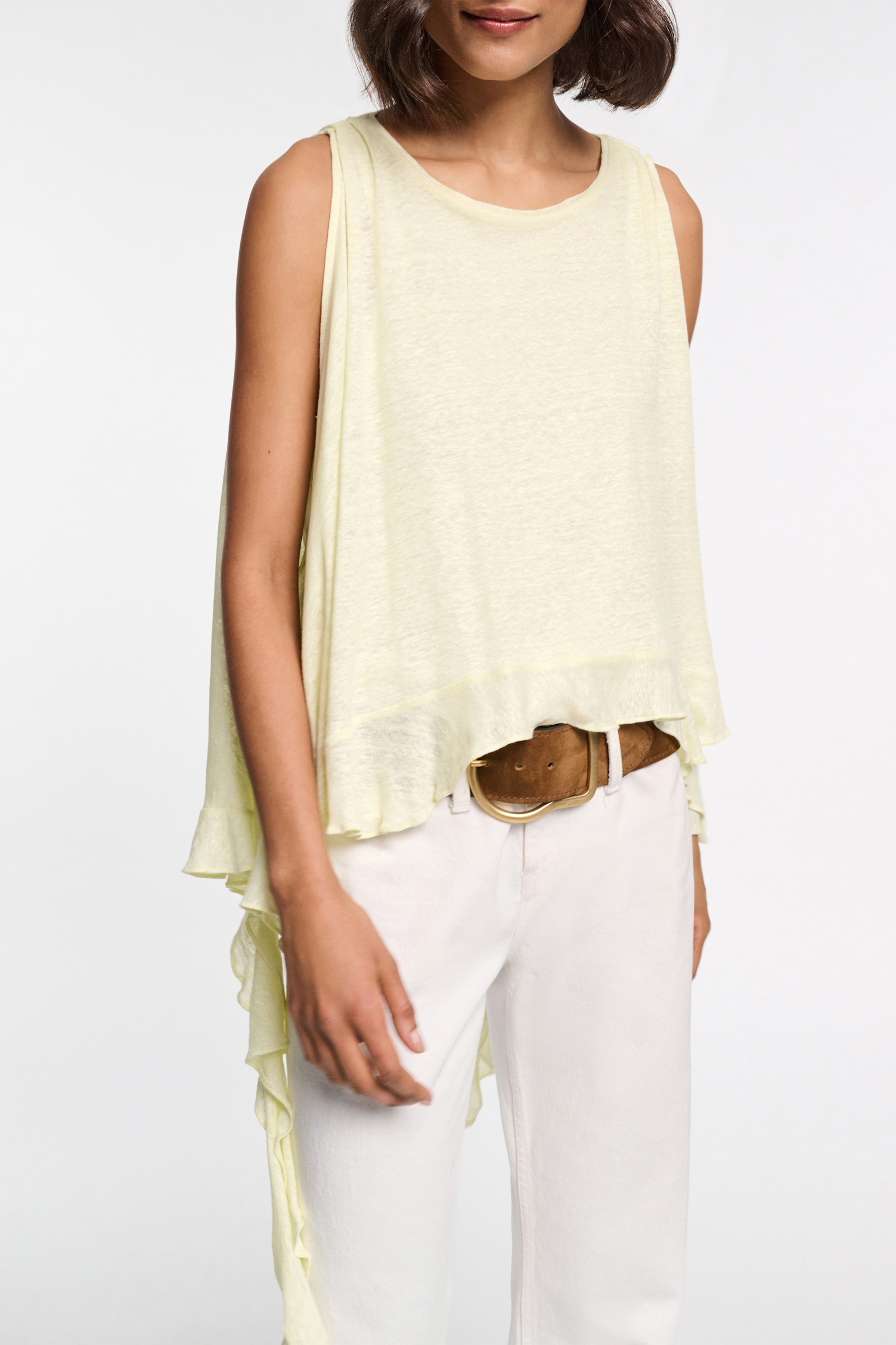 Dorothee Schumacher Top aus Hanf mit Volants light lemon