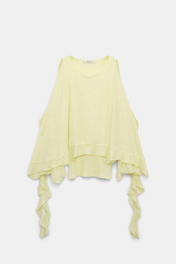 Dorothee Schumacher Top aus Hanf mit Volants light lemon