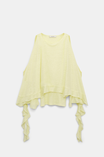 Dorothee Schumacher Hemp tank top with ruffles light lemon