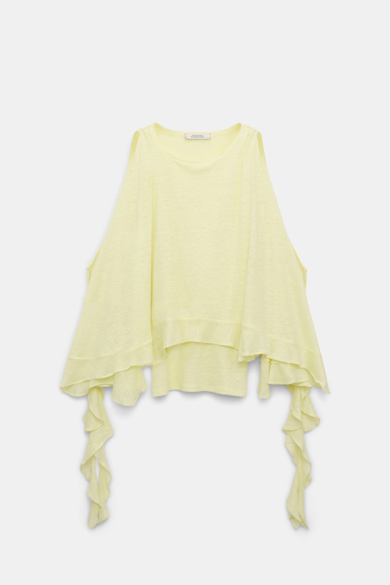 Dorothee Schumacher Hemp Tank Top With Ruffles In Yellow