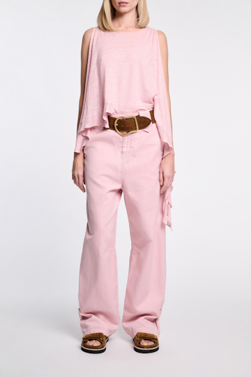 Dorothee Schumacher Hemp tank top with ruffles milky rose
